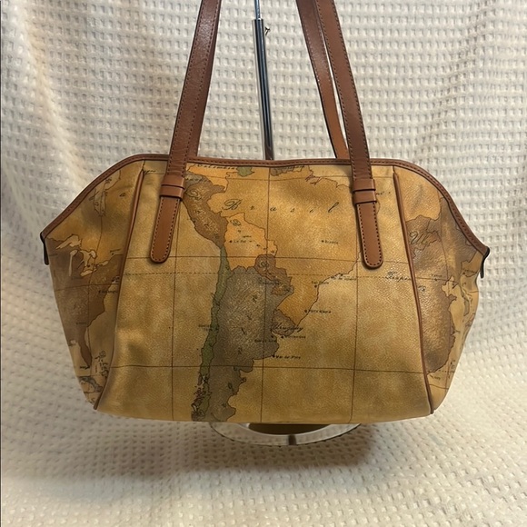 Alviero Martini Tan Map Print Women's Bag - Picture 3 of 15